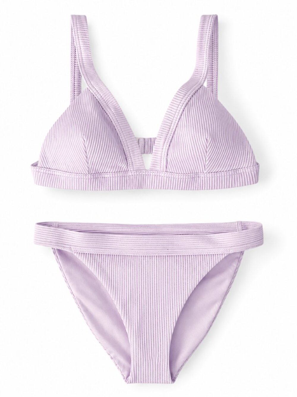 HOLLISTER Lilac Ribbed Minimalist Bikini Set XL NWT